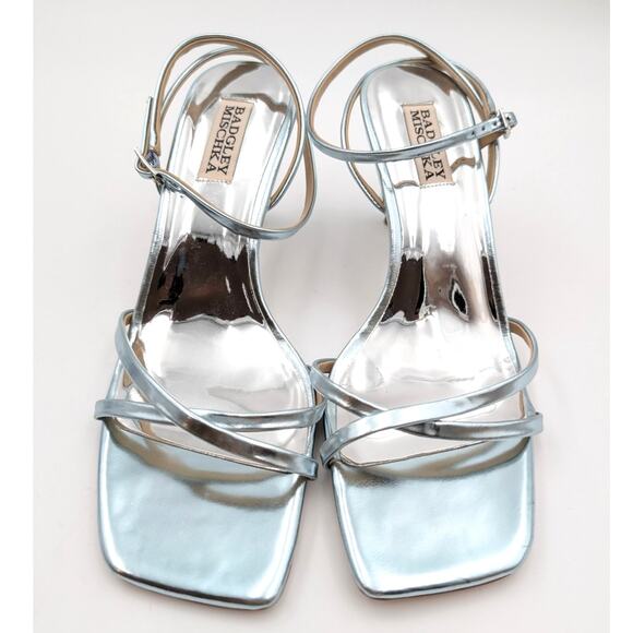 Badgley Mischka Ivette Pearl Heel Evening Sandals Women's Blue Size US8M EU39 - Picture 3 of 10